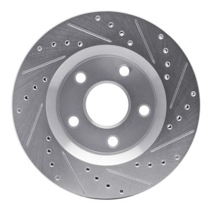 Jeep Wrangler Brake Rotor (1) - Front Left - R1 Concepts - Drilled & Slotted - Silver - `07-`18